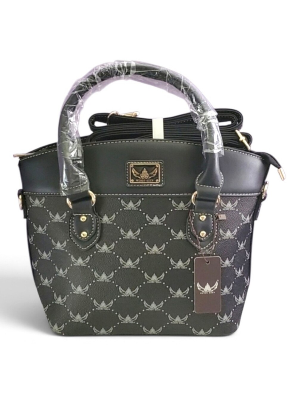 Wendy Keen Black and White Pattern Satchel Handbag NWT
